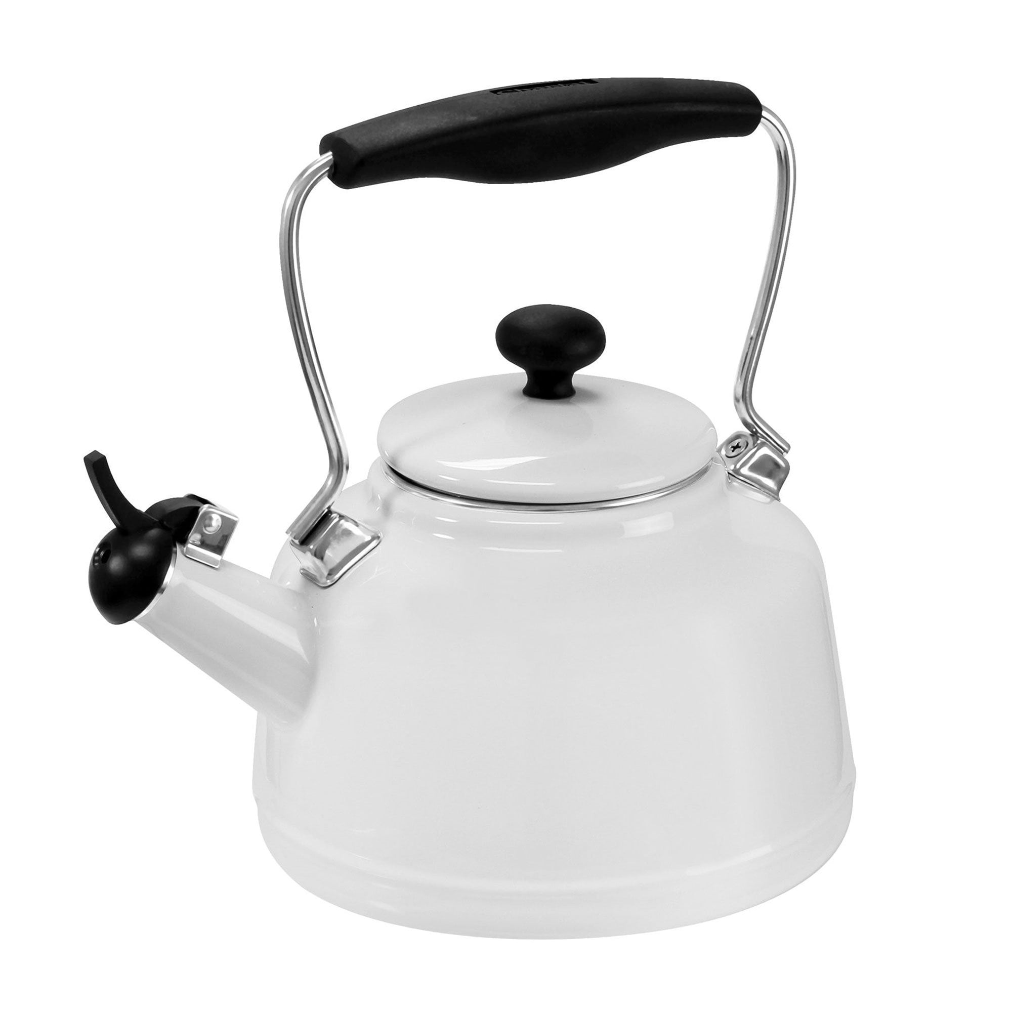 Chantal 1.7 Quart Durable Enamel on Steel Vintage Stovetop Tea Kettle, White