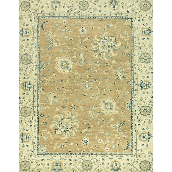 Ahgly Company Indoor Rectangle Abstract Copper Green Oriental Area Rugs, 8' x 12'