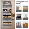 thumbnail image 6 of Over The Door Organizer with LifetimeWarranty, 4 Shelves & 4 Side Pockets, Large Storage Rack Holds 44lb, Heavy-Duty Reinforced Mesh Shelf for Bathroom, Closet, Toy Organization, Shoes, Towels, Grey, 6 of 7