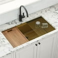 thumbnail image 1 of 33 in. Polished Brass Workstation Undermount Single Bowl Kitchen Sink - Matte Gold, 1 of 1