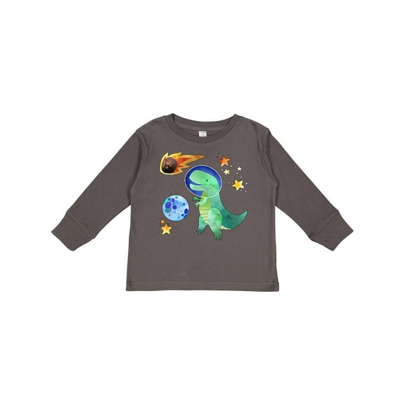 Inktastic Tyrannosaurus Rex vs. Meteor Fun Space Dinosaur Boys or Girls Long Sleeve Toddler T-Shirt
