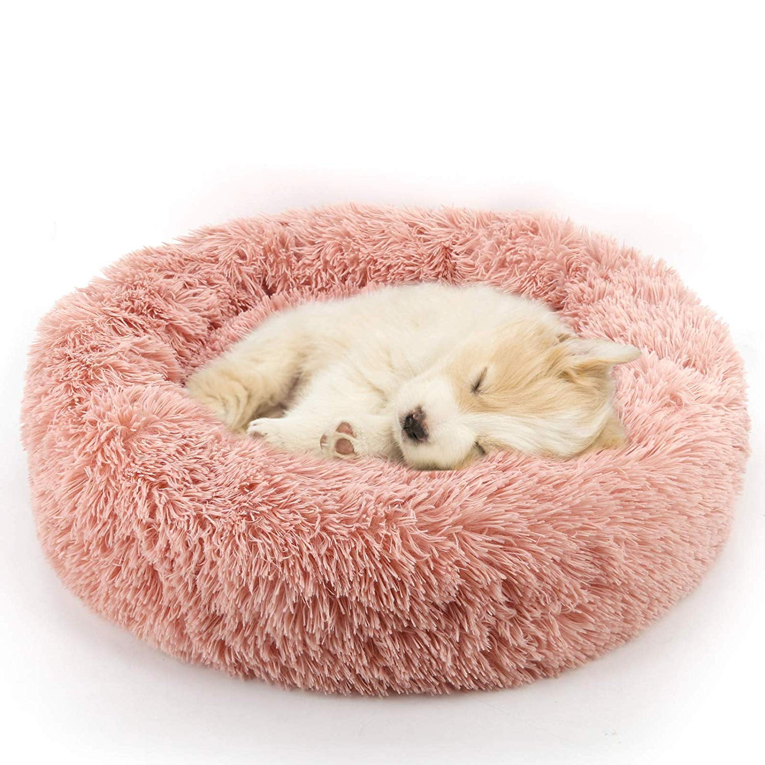 Plush Faux Fur Round Pet Dog Bed Cat Bed, Comfortable ...