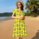 thumbnail image 4 of Fotbe White Popcorn Vestido Largo de Moda para Mujer, Vestido Tipo Camiseta con Manga Corta y Estilo Casual a Rayas y Bloques de Color, 4 of 6