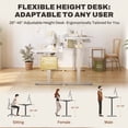 thumbnail image 6 of FunniHomi 48" x 30" Adjustable Standing Desk with Built-In Cable Management and Hook, Whole-Piece Desktop (Grey Frame + White Top, 2 Packages), 6 of 10