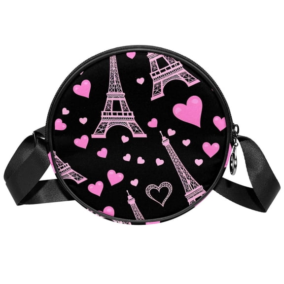 ERJLKXP Pink Eiffel Tower Heart Small Crossbody Bags for Women,Casual Travel Sling Bag,Over the Shoulder Cross Body Purses