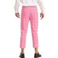 thumbnail image 3 of INSPIRE CHIC Plaid Printed Pants for Men's Pleated Front Colorful Checked Cropped Trousers Pink 34, 3 of 4