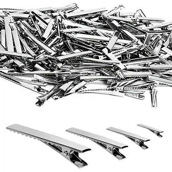 WSYUB 170 pinzas de pelo de cocodrilo para lazos, pinzas de pelo plateadas a granel, 4 tamaños, pinzas de peinado para cabello grueso y fino o lazos de bricolaje