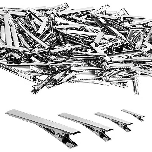 WSYUB 170 pinzas de pelo de cocodrilo para lazos, pinzas de pelo plateadas a granel, 4 tamaños, pinzas de peinado para cabello grueso y fino o lazos de bricolaje