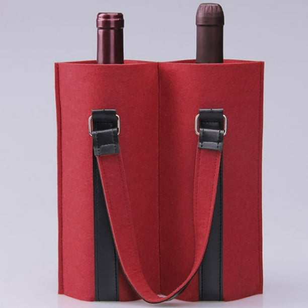 Sac de vin rouge tissu 2 bouteille de vin sac fourre-tout transporteur feutre  bouteille cadeau sacs de rangement avec poignée Champagne bouteille  couverture sacs 