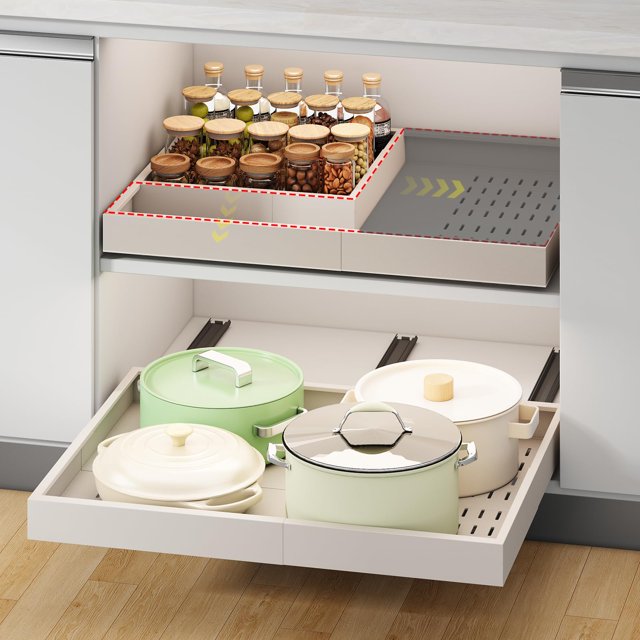 Organizador para gabinete Fokyfok extensible 36-53 cm de ancho, 43-61 cm de profundidad