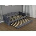 thumbnail image 4 of Bed Frames Twin Size Upholstered Daybed with Trundle and USB Charging Design, Sturdy Wood Slat Support, Wood Bed Frame for Bedroom/Guestroom/Dorm,Plush Velvet Fabric,Gray,Adjustable Bed Base, 4 of 7