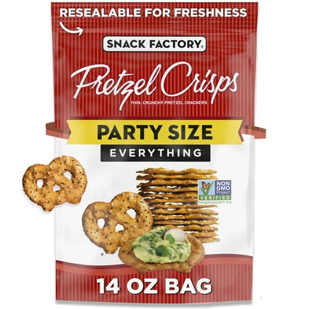 Snack Factory Everything Pretzel Crisps, Non-GMO, 14 oz Party Size Bag