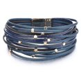 thumbnail image 3 of Bracelets Multi-Couches en Métal wrap Perles Bracelets en Cuir Bleu (HTOOQ), 3 of 4