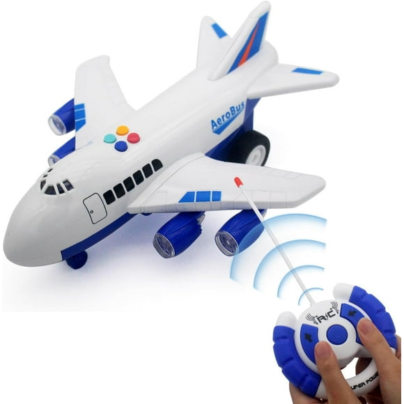 4CH RC Aeroplane Radio Remote Control Vehicle Car Electric Plane Airplane Model Toy Music, Light Kids Birthday Gifts (Blue)