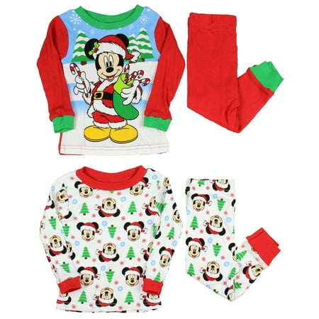 AME Disney Mickey Mouse Little Boys Santa Mickey 4-Piece Cotton Pajama Set