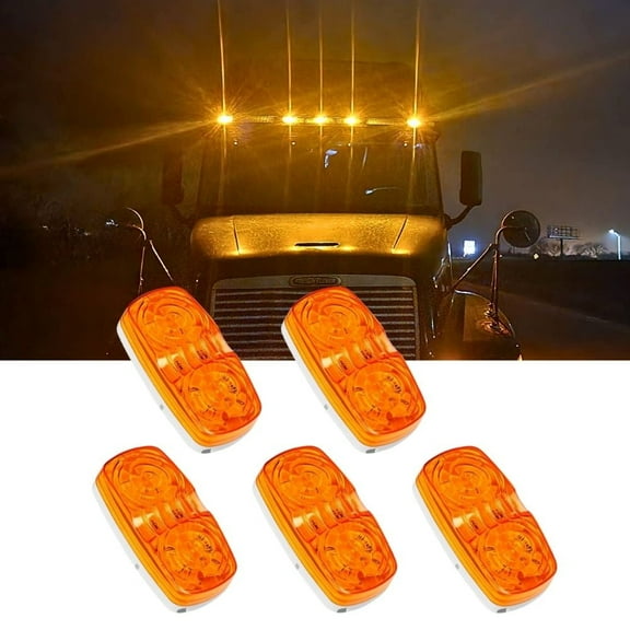 Nilight Double Bullseye Marker Light 5Pcs Amber 10Led Rectangular Clearance Light Front Side Rear Marker Indicator Light Surface Mounted for 12V Truck Camper RV Boat Lorry
