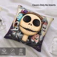 thumbnail image 2 of Fundas de almohada de terciopelo negro de Pesadilla antes de Navidad para sala de estar, sofá, dormitorio, fundas de cojín cuadradas sólidas suaves decorativas con cremallera invisible, sin inserto., 2 of 5