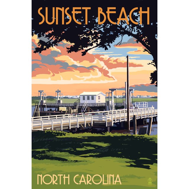 Calabash, North Carolina, Sunset Beach, Swinging Bridge (12x18 Wall Art