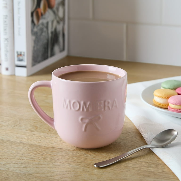 Mainstays 16.9-oz Pink Embossed Mom Era & Bow Glazed Ceramic Mug