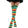 thumbnail image 5 of IWRICH Women's Colorful Striped Socks over the Knee Clown Striped Accessories Thigh High Stockings Green, 5 of 6