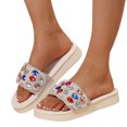 thumbnail image 1 of Teardrop Crystal Platform Slides Sandals for Women 2025 Sparkly Boho Beach Rhinestones Dress Sandals, 1 of 5