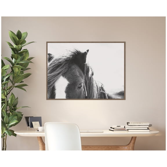 Kate and Laurel Framed Canvas Wall Art Print AA Noble by Alicia Abla, 38 x 28 Sylvie Walnut Frame, Rustic Farmhouse, Animal Art for Wall Decor