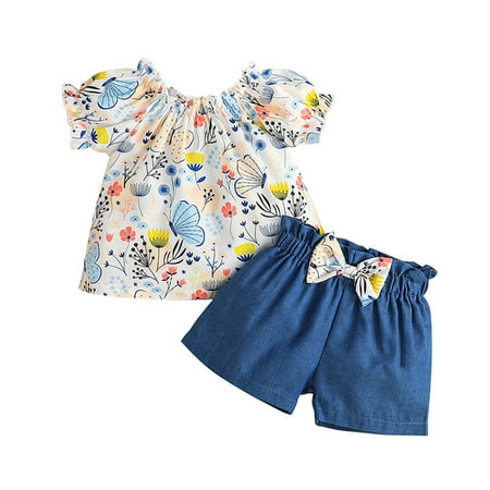 

ZIZOCWA 18 Month Girl Outfit Toddler Girls Short Sleeve Floral Prints T Shirt Tops Shorts Outfits Girls 3 Baby Girl Outfits for Newborns Baby Girls Swaddles Teen Clothes for Winter Baby Girl Clothes