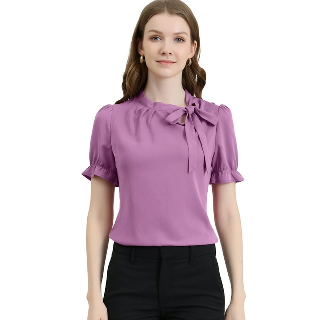 Top Elegante De BluDe ManCorDe OficiDe Las Camisas Del Cuello De PajariDe Las Mujeres Color de malS