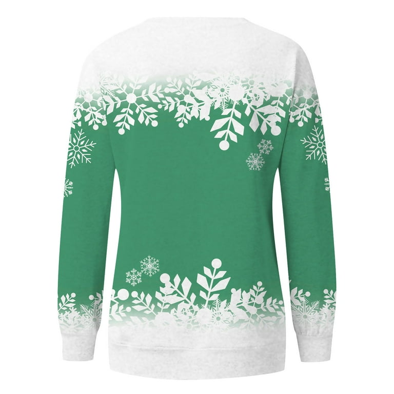 Cheap Women Christmas Top Round Neck Christmas Print Pullover Long Sleeves  Elastic Cuff Plus Size Snowman Plus Size Lady Xmas T-shirt