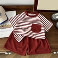 thumbnail image 2 of CAICJ98 Summer Clothes for Toddler Baby Boys 3 6 12 18 24 Months 2T 3T 4T 5T Boys Outfits Short Sleeve Letters Printed Shirt Shorts Sets 2PC Little Boy Clothing (Wine,5-6 Years), 2 of 4
