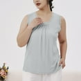 thumbnail image 2 of Annhoo Plus Size Pajama Tops for Women Loose Crewneck Lacework Pleated Solid Color Sleeveless Shirts Sleepwear Clothes, 2 of 5