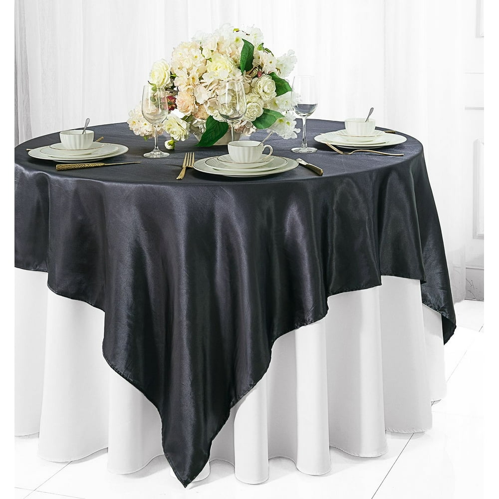 Wedding Linens Inc. (2 pcs) 54" x 54" Satin Square Table Overlay Topper