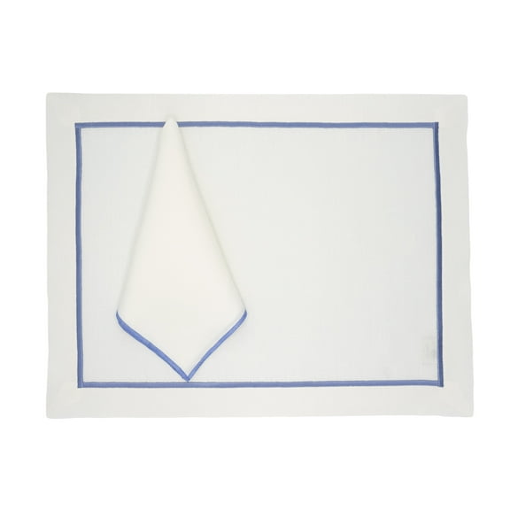 Linen Placemats With Blue Borders, Set of 4