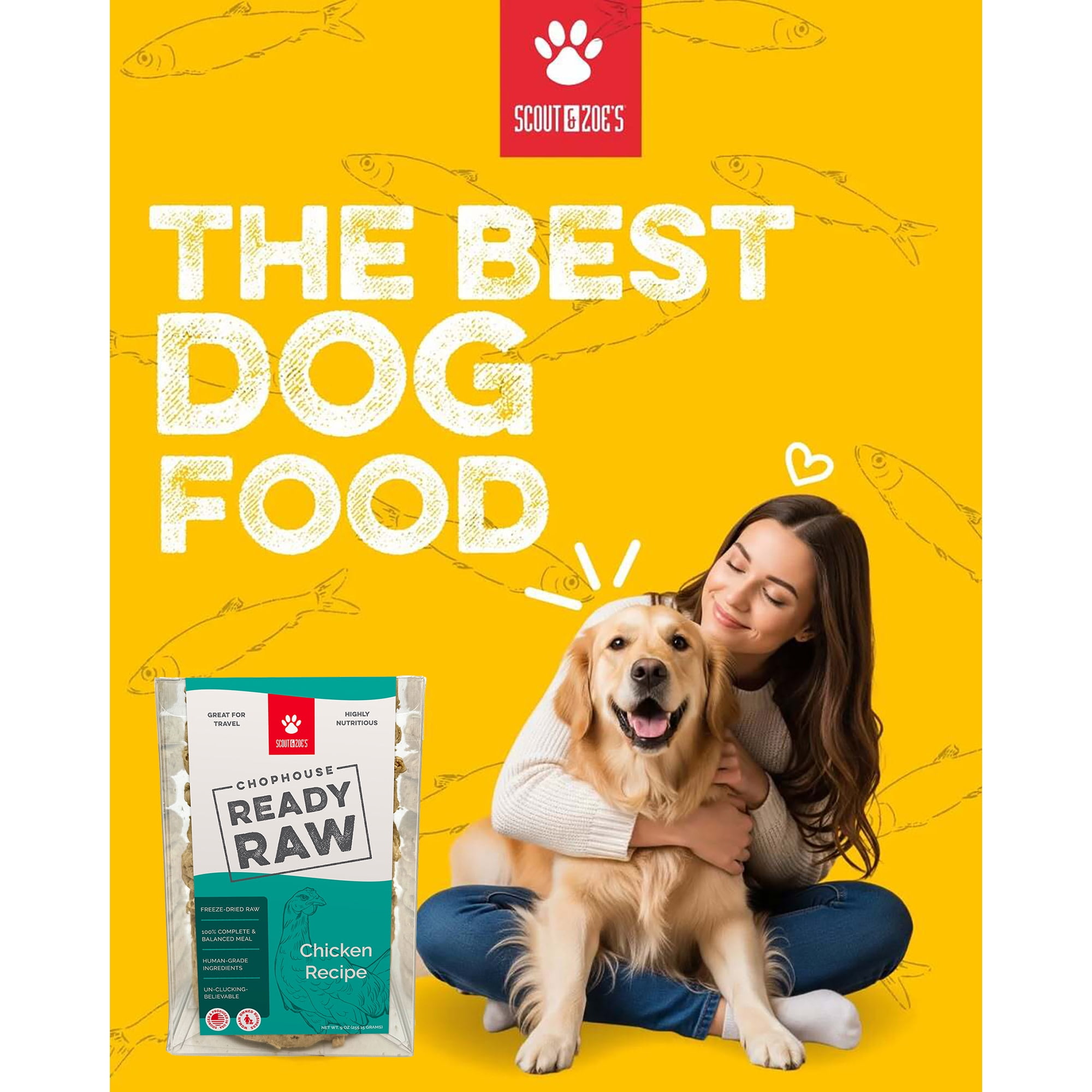 Scout & Zoe's: Chophouse Ready Raw - Chicken - 9 Dog Food Freeze-Dried Patties, Limited Ingredient Complete Pet Meal, Rehydrated Meat Patty = 1lb Food