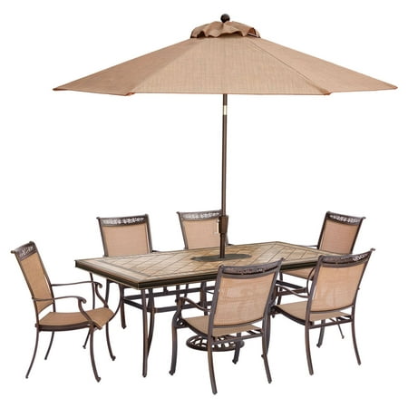Hanover Fontana 7-Piece Outdoor Dining Set with Tile-Top Table