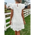 thumbnail image 3 of Women's Ruffled Eyelet Sheer Overlay Dress with Lined Bodice No Stretch 95% Polyester 5% Spandex Lightweight Elegant, 3 of 6