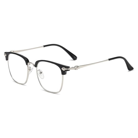 Fashion Frame Simple Vintage Reading Glasses Ultra Light Glasses Eye Protection Anti-Blue Light STRENGTH 400 BLACK SILVER