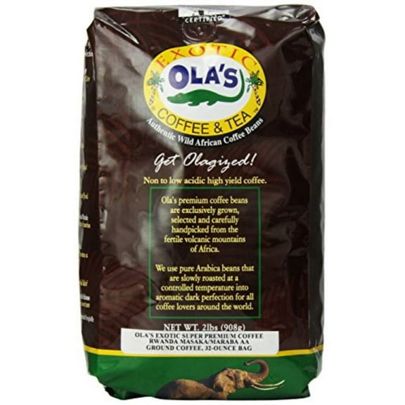 Ola's Exotic Super Premium Coffee Rwanda MasakaMaraba AA Grounc Coffee, 32Ounce Bag