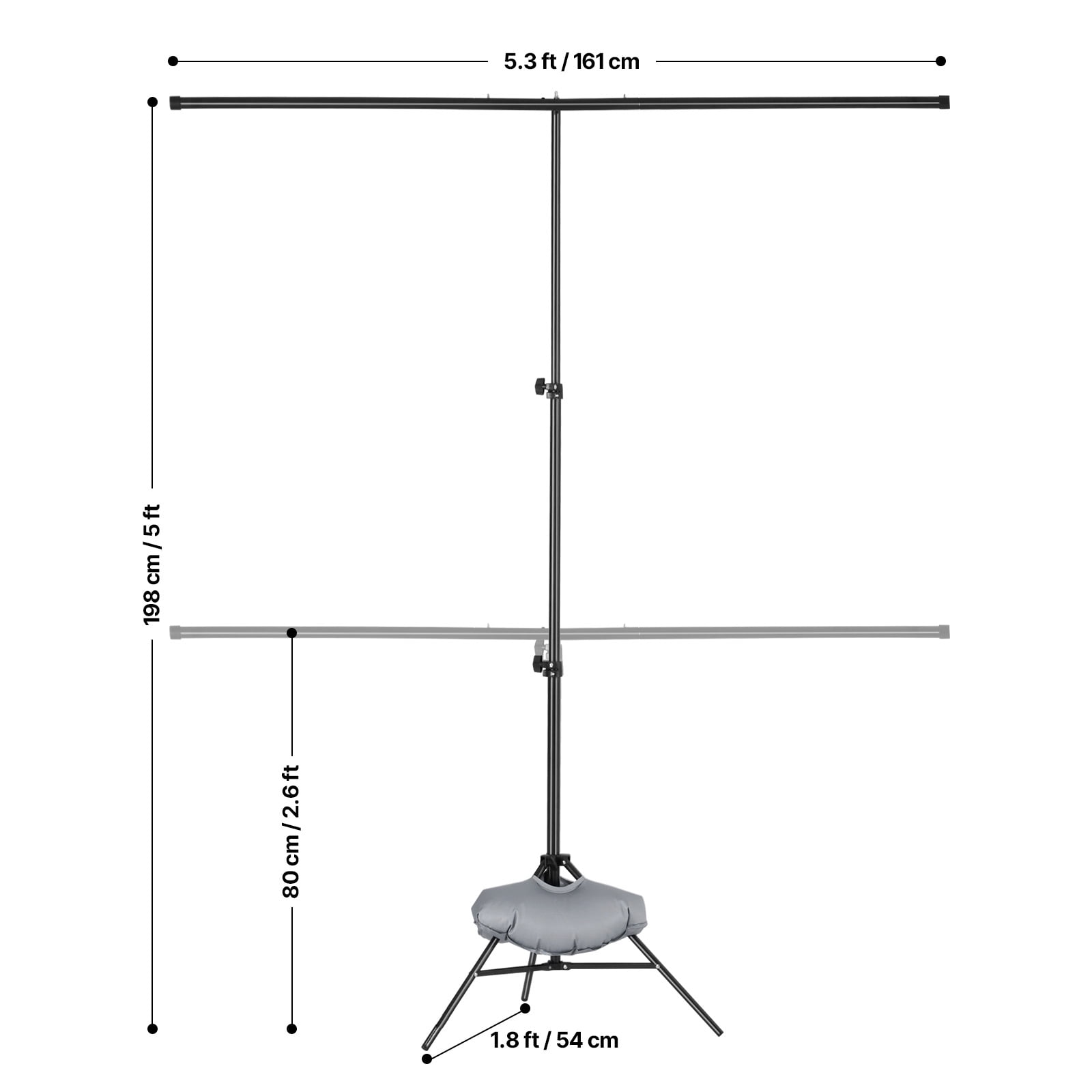 KFFKFF Backdrop Support, 5 x 6.5 ft Modifiable Picture Backdrop Support Set, Movable Background Stand with 3 Crossbars, Robust Projector Screen Support, for Photography Video Studio & Gathering