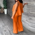 thumbnail image 4 of REORIAFEE Summer Casual 2 Piece Set for Women Comfy Outfits Workout Sports Tracksuit Two Piece Outfits Fashion Women Summer Casual Sleeveless Blouses Round Neck Tops Long Pants Orange XL, 4 of 7