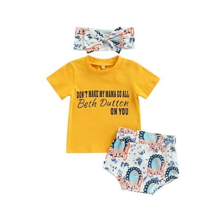 

Gwiyeopda Baby Girl Summer Outfit Short Sleeve Tassel Tops+Taco Printed Shorts 3 Piece Set