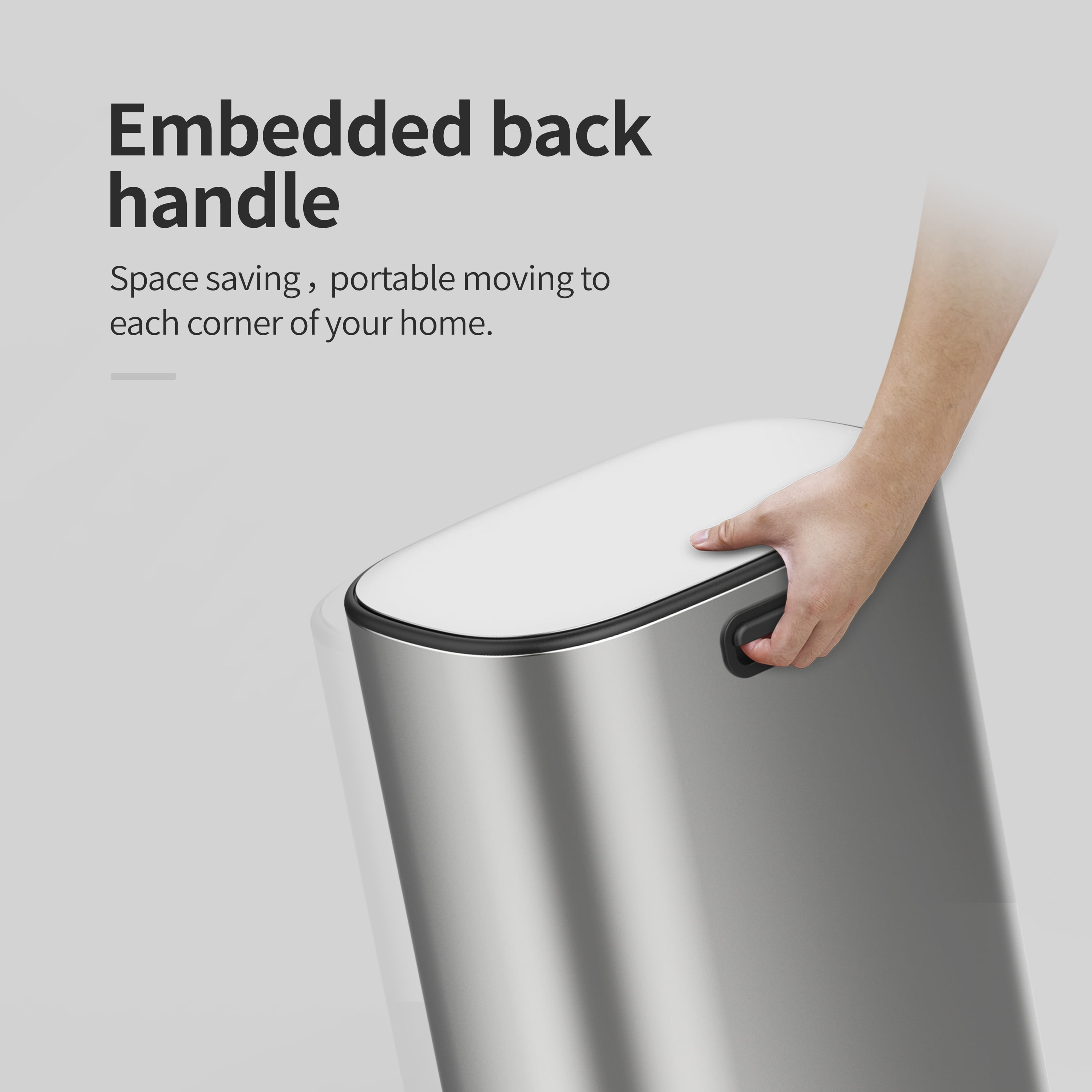 BinMax 13 Gallon Step on Waste Bin Rectangular Stainless Steel Kitchen Trash Can with Lid