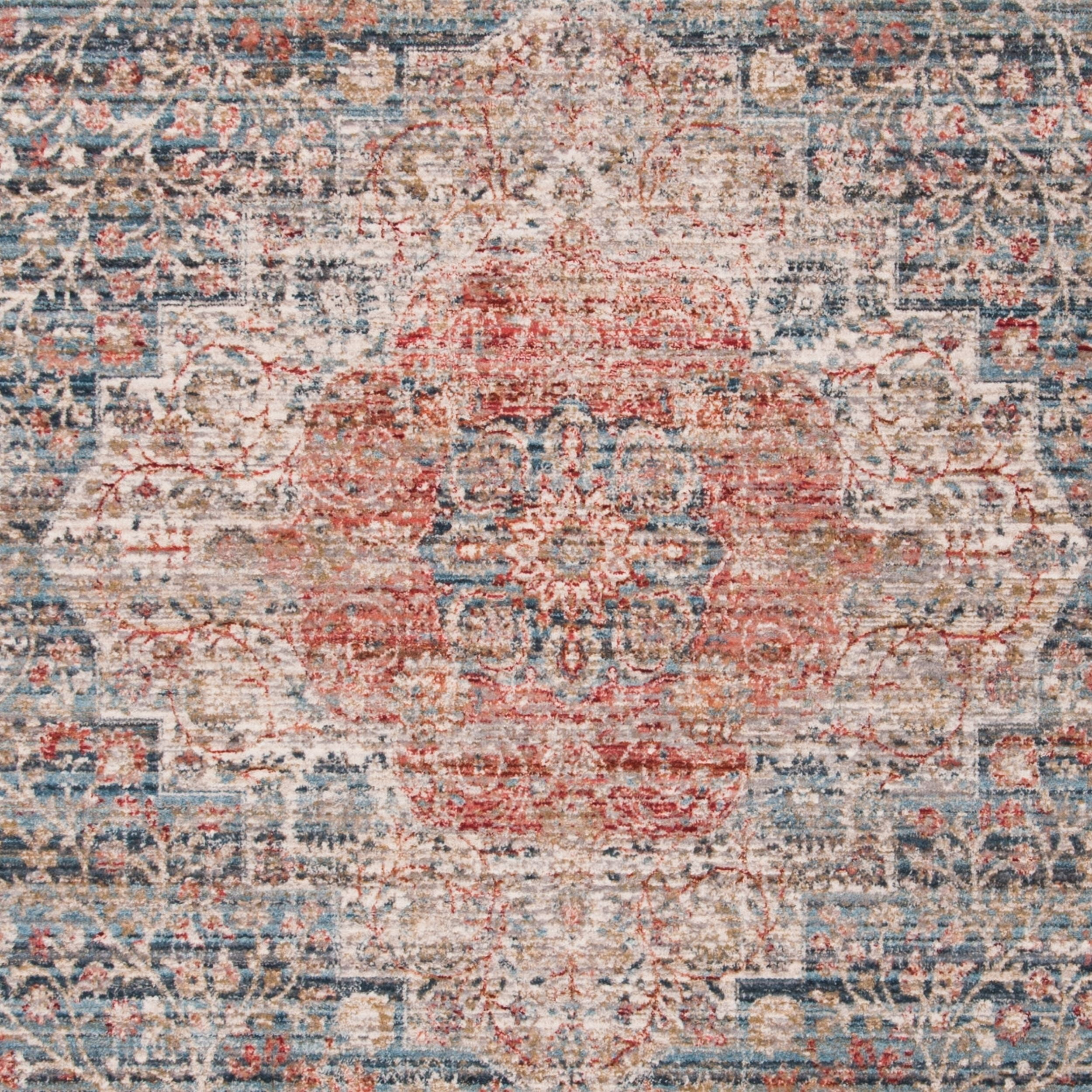 SAFAVIEH Isabella Kuzman Floral Bordered Area Rug, Light Blue/Cream, 5'3" x 7'6"