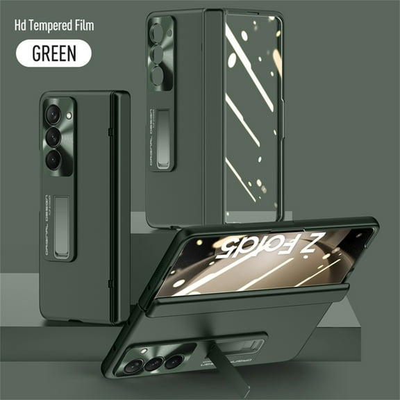 ELEHOLD for Samsung Galaxy Z Fold5 Rugged Hinge Protective Case,with Built-in HD Screen Protector Hidden Kickstand All-Inclusive Lens Protection Shockproof Case for Samsung Z Fold5 2023,Green