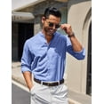 thumbnail image 4 of COOFANDY Men's Casual Button Down Shirt Collarless Dress Shirt Long Sleeve Oxford Shirts, 4 of 7