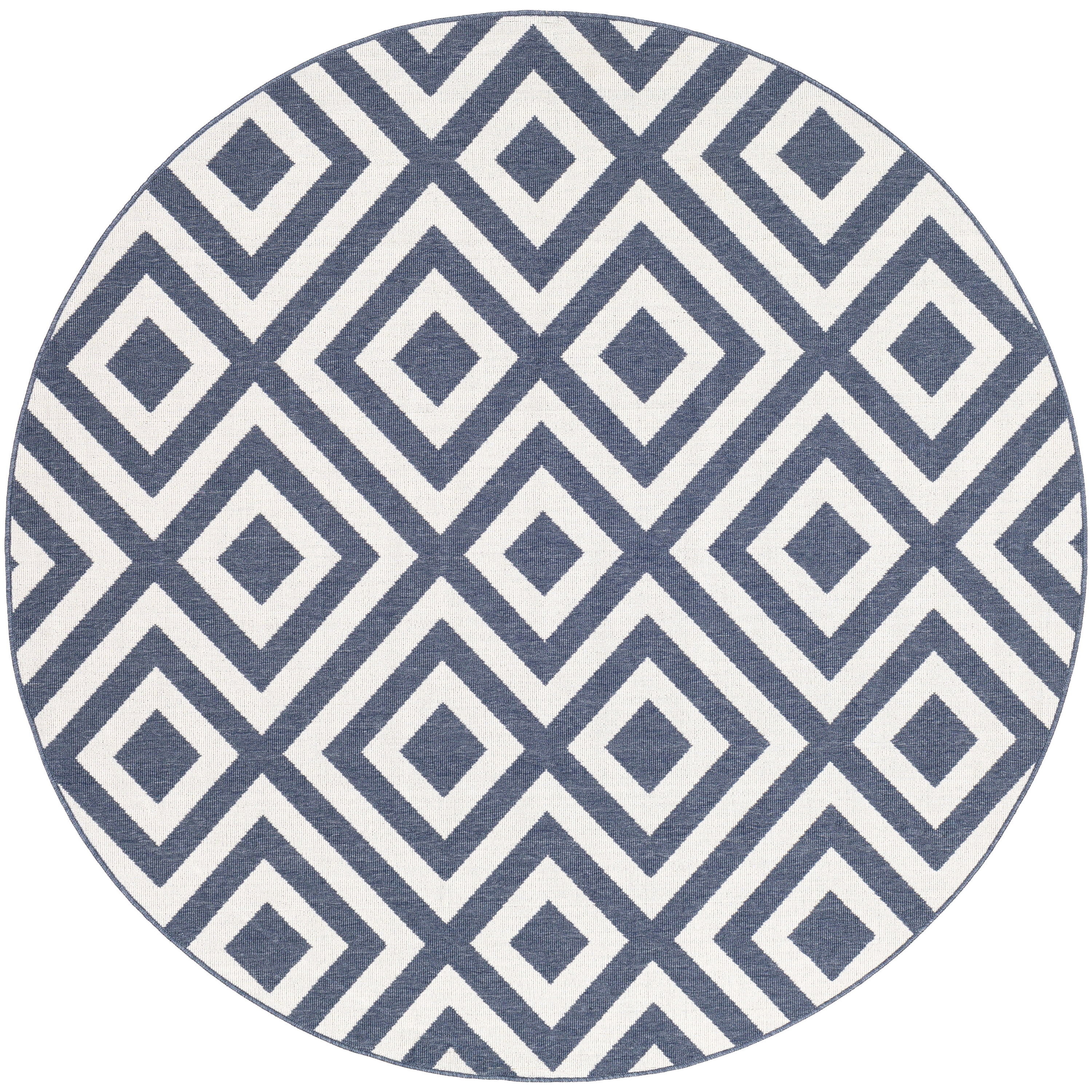 Alfresco Blue 5'3" Round Modern Indoor/Outdoor Round Area Rug