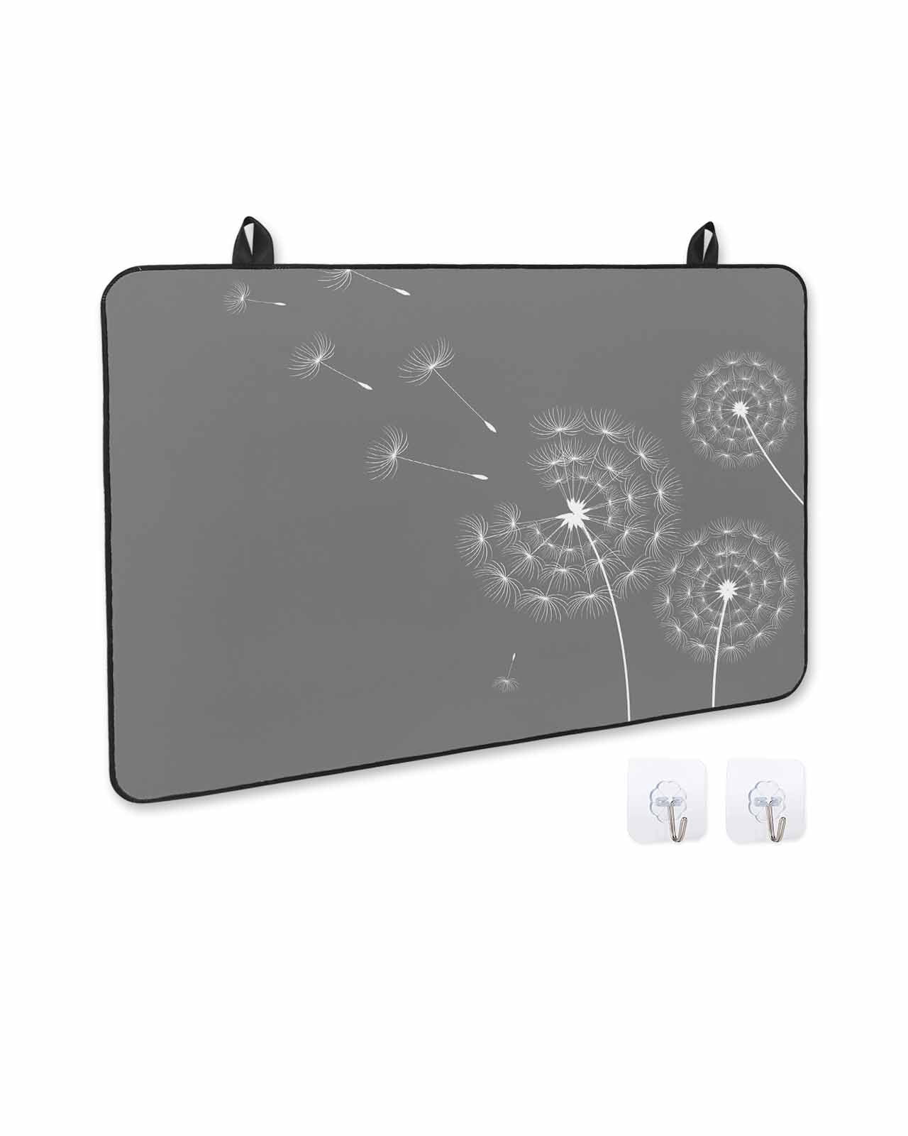 nqOlkjepod Large Induction Cooktop Protector Mat 24"x21", Grey Dandelion Stove Top Covers for Electric Stove, Abstract Art Simple Floral Decorative Stove Burner Cover Mats, Glass Top Stove Cover