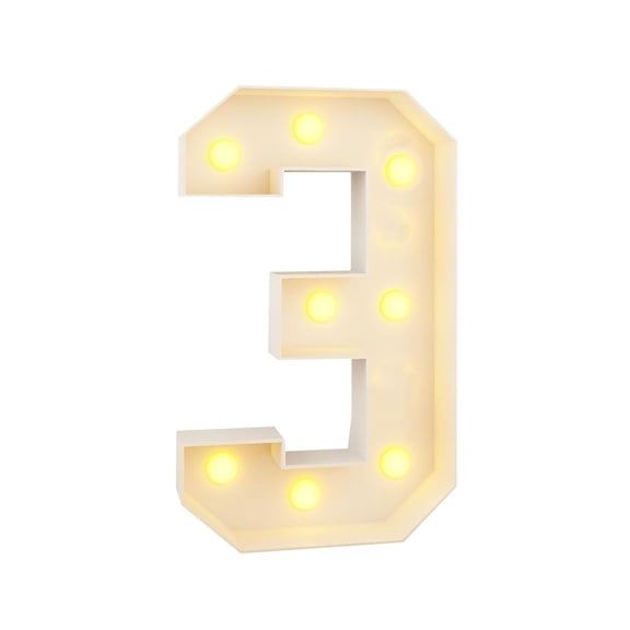POLISE Spaces LED Marquee Number 3 Light Up Sign, KT Board Luminous Digital Decoration, Battery Operated Lighted Number for Birthday Party Graduation, Wall Table Stage Backdrop Centerpiece Decor