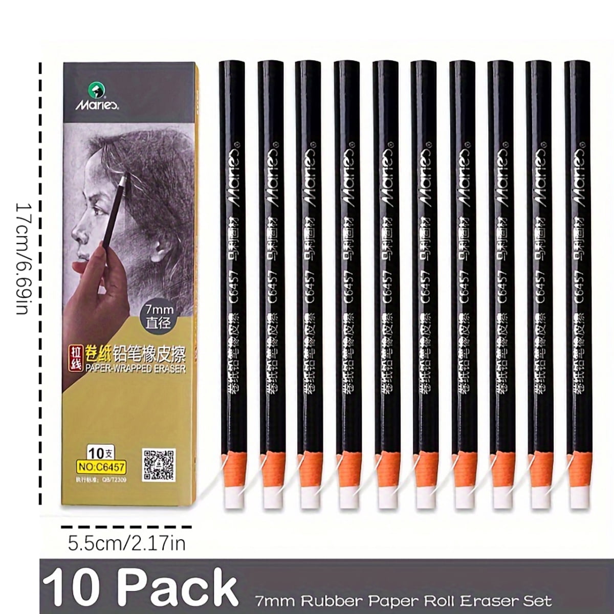 Paper Roll Eraser 5mm + 7mm, Pencil Eraser Pen with Pull String, Precision Highlight Eraser for Drafting Drawing Sketching Art Supplies
