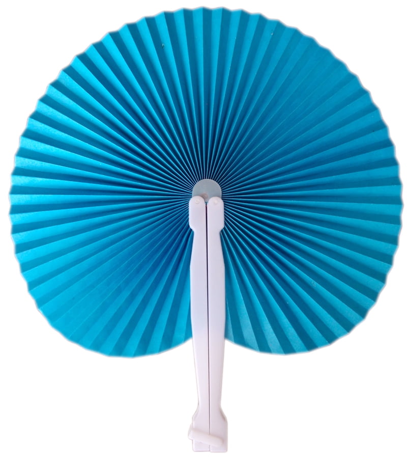 Quasimoon 9" Turquoise Chinese Folding Accordion Paper Hand Fan for